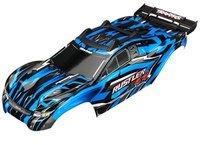 TRAXXAS TRX6718X Karosserie komplett Rustler 4X4 blau + Aufkleber mit Karohalterung