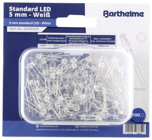 Barthelme LED-Sortiment Naturweiß Rund 5mm 10000 mcd 30° 20mA 3V