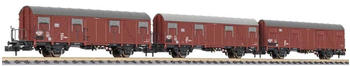 Liliput 3-tlg. Set gedeckter Güterwagen Gbs 245 Bretterwände Bremserbühne, DB, Ep. IV (L260147)