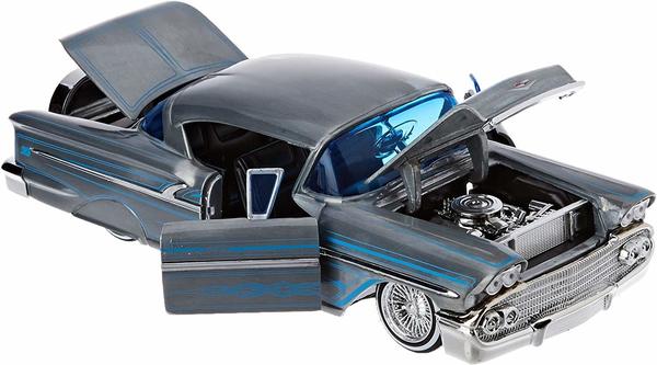 DICKIE Toys 253745000 1958 Chevy Impala-Hard Top, Wave 1, Die-Cast-Fahrzeug mit Freilauf, Jada Toys 20-jähriges Jubiläum, Silber-Metalic gebürstet