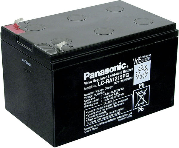 Panasonic 12 v 12 ah lc-ra1212pg bleiakku 12 v 12 ah blei-vlies (agm) (b x h x t) 151 x 94 x 98 mm flachstecker 4.8 mm v