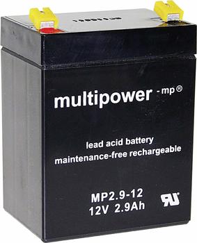 MultiPower MP2,9-12 A97275 Bleiakku 12 V 2.9 Ah Blei-Vlies (AGM) (B x H x T) 79 x 107 x 56 mm Flachstecker 4.8 mm Wartungsfrei, Geringe Selbstentladung