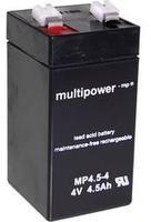 MultiPower MP4,5-4 A960445 Bleiakku 4 V 4.5 Ah Blei-Vlies (AGM) (B x H x T) 48 x 100 x 52 mm Flachstecker 6.35 mm Wartungsfrei, Geringe Selbstentladung