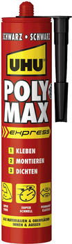 UHU Poly Max Express Kartusche, Universeller Montageklebstoff und Dichtmittel mit hoher Endfestigkeit, schwarz, 425 g