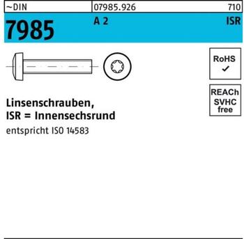 TOOLCRAFT TO-5379711 Linsenkopfschrauben M4 6mm Innensechsrund ISO 14583 Edelstahl A2 1000St.