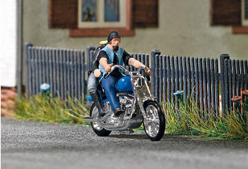 Busch Modellbahnzubeh&ouml;r - US Motorrad mit Bikerp&auml;rchen (7860)