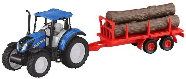 Jamara New Holland Traktor Anhänger + Baumstämme Set 1:32