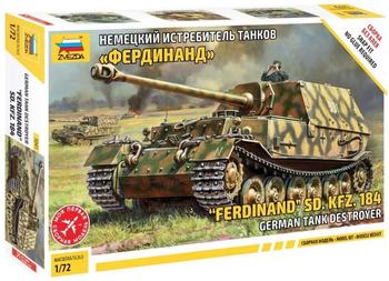 Zvezda 500785041 500785041-1:72 Sd.Kfz.184 Ferdinand Tiger-Plastikbausatz-Modellbausatz-Zusammenbauen-Bausatz-für Einsteiger-detailliert, Camouflage
