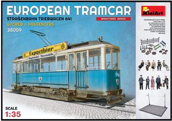 Miniart 38009 - Modellbausatz European Tramcar Strassenbahn Triebwagen 641 mit Crew und Passengers