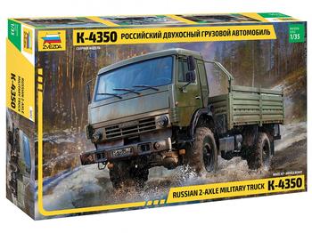 Zvezda 3692 1:35 Russian 2Axle Military Truck K-4350-Modellbausatz,Plastikbausatz, Bausatz zum Zusammenbauen, detaillierte Nachbildung, unlackiert