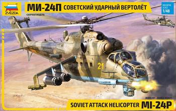 Zvezda 4812 1:48 MIL MI-24P Russ. Attack Helicopter-Modellbausatz,Plastikbausatz, Bausatz zum Zusammenbauen, detaillierte Nachbildung, unlackiert