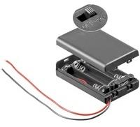 Goobay Batteriehalter für 3x Micro mit Deckel und Schalter wasserabweisend, mit losen Kabelenden