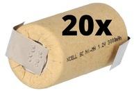 XCell 20x XCell Sub-C Hochleistungsakku mit Z- Lötfahne - 1,2V 3000 mAh Ni-MH