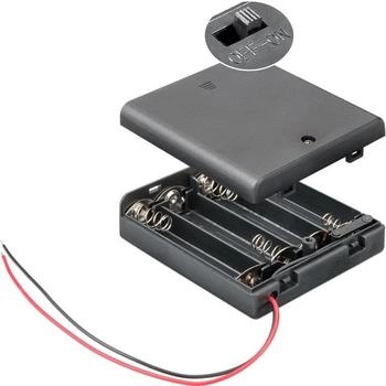 Schönwitz Batteriehalter für 4x AA Mignon-Batterie mit Schalter (11473)