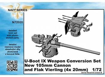 CMK N72020 - U-Boot IX Weapon Conversion set-new105mm Cannon a.Flak Vierling für Revell kit