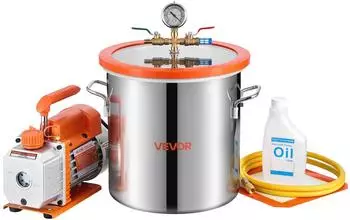 VEVOR Vakuumpumpen-Kit 3,5CFM 99L/min mit Edelstahl-Vakuumkammer 11,4L 1-stufig (3 Gallon Vacuum Chamber with Pump)