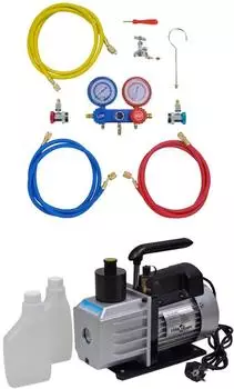 vidaXL Vakuumpumpe 50l/min 2-Wege-Verteiler-Manometer (3100286)