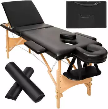 TecTake Daniel 3 Zonen Massageliegen-Set 210 x 95 x 84 cm schwarz