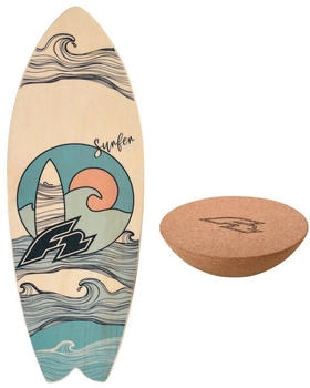 F2 Set Balance Board Surfer 76x28cm mit Kork Halbkugel braun NO SIZE