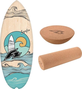 F2 Set Balance Board Halfshell 88x32cm + Halbkugel und Korkrolle braun NO SIZE