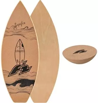 F2 Set Kork Balance Board Surf Flat Shape 74x30cm + Halbkugel beige NO SIZE