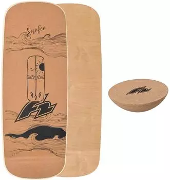 F2 Set Kork Balance Board Pill Flat Shape 73x28cm + Halbkugel beige NO SIZE