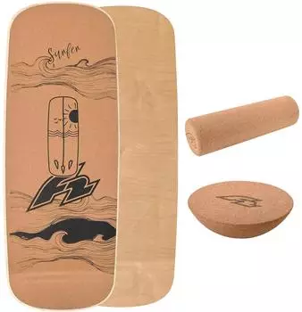 F2 Kork Balance Board Pill 83x29cm mit Korkrolle + Kork Halbkugel beige NO SIZE