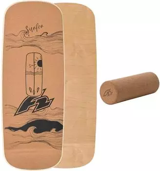 F2 Set Kork Balance Board Pill Flat Shape 73x28cm + Korkrolle beige NO SIZE