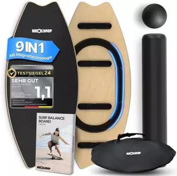 Neolymp Balance Board aus Holz mit Rolle & Ball 7 Stufen rutschfest bis 210 kg schwarz braun NO SIZE
