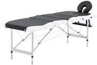 vidaXL Massageliege Klappbar 4-Zonen Aluminiumgestell Schwarz und Wei&szlig;