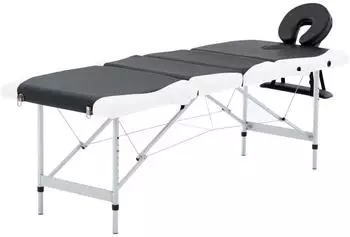 vidaXL Massageliege klappbar, 4 Zonen, Aluminium, schwarz/wei&szlig; (110244)