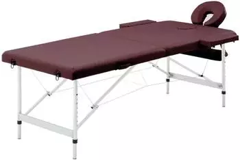vidaXL Massageliege klappbar 2-Zonen Aluminium bordeaux-lila (110196)