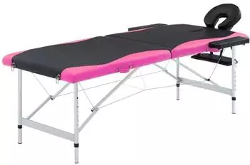 vidaXL Massageliege klappbar 2-Zonen Aluminium schwarz/rosa (110232)