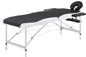 vidaXL Massageliege klappbar, 2-Zonen, Aluminiumgestell, schwarz/weiß (110228)