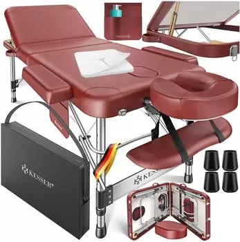 Kesser Mobile Massageliege, klappbar, höhenverstellbar, 3 Zonen, 250kg, 61cm, bordeaux (KESSER-ML3)