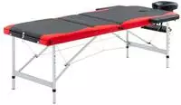 vidaXL Massageliege Klappbar 3-Zonen Aluminiumgestell Schwarz und Rot
