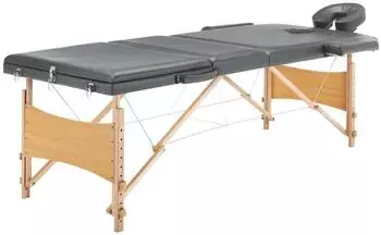 vidaXL Massageliege 3-Zonen, Holzgestell, anthrazit, 186x68cm (110172)