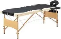 vidaXL Massageliege Klappbar 3-Zonen mit Holzgestell Schwarz und Beige