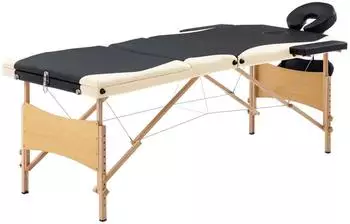 vidaXL Massageliege klappbar, 3-Zonen, Holzgestell, schwarz/beige (110213)