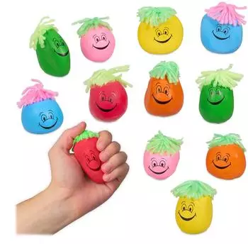 Relaxdays Stressbälle 6cm, 12er-Set, Smiley, mehrfarbig