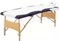 vidaXL Massageliege Klappbar 2-Zonen mit Holzgestell Wei&szlig; und Lila