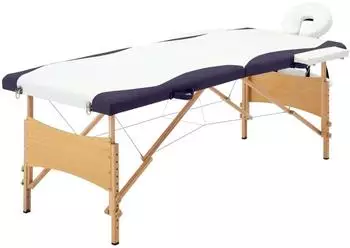 vidaXL Massageliege klappbar, 2-Zonen, Holzgestell, weiß/lila (110209)