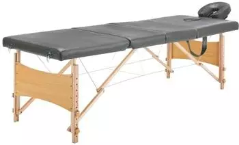 vidaXL Massageliege 4-Zonen, Holzgestell, anthrazit, 186x68cm (110173)