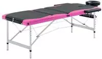 vidaXL Massageliege Klappbar 3-Zonen Aluminiumgestell Schwarz und Rosa