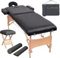 vidaXL Massageliege 2-Zonen mit Hocker Klappbar 10 cm Sitz Schwarz