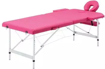 vidaXL Massageliege klappbar, 2-Zonen, Aluminium, rosa (110194)
