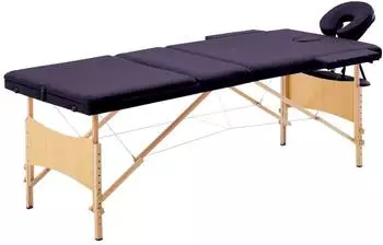 vidaXL Massageliege klappbar, 3 Zonen, Holzgestell, lila (110189)