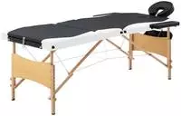 vidaXL Massageliege Klappbar 3-Zonen mit Holzgestell Schwarz und Wei&szlig;