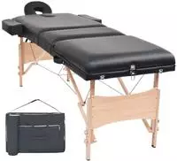vidaXL Massageliege 3 Zonen Tragbar 10 cm Polsterung Schwarz