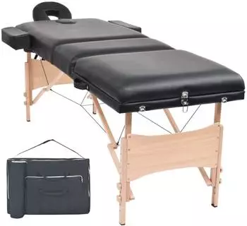 vidaXL Massageliege 3 Zonen, tragbar, 10cm Polsterung, schwarz (110153)